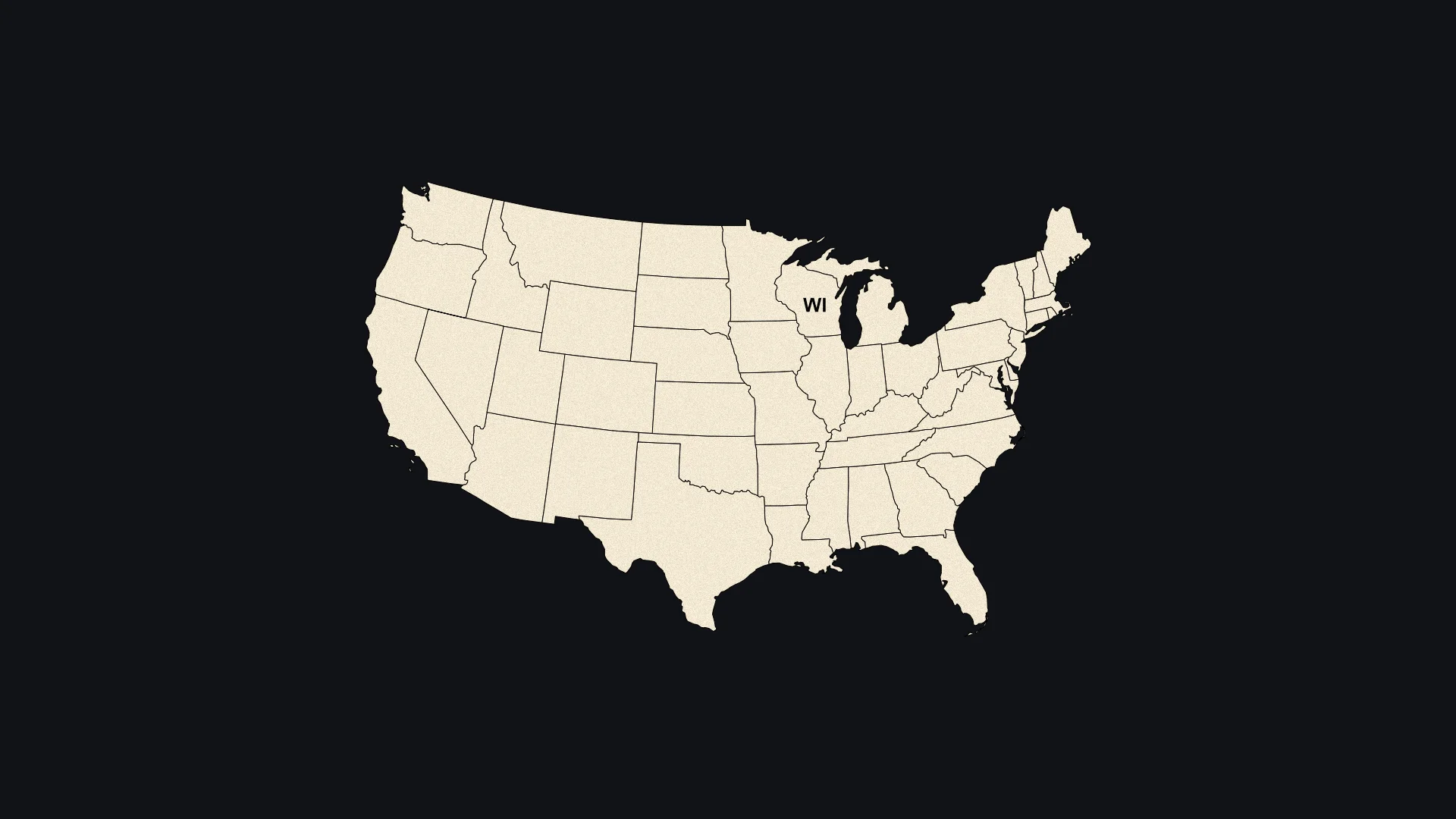 Map of United States highlighting Wisconsin, representing federal-state dispute over prediction market regulation